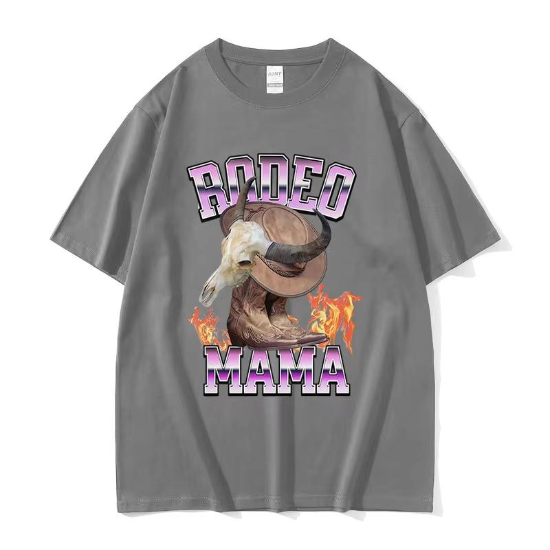 Funny Stylish Western Rodeo Mama T-shirts Men Women 90s Retro Oversized Cotton T Shirt Casual Loose O-Neck Short Sleeve T-shirts