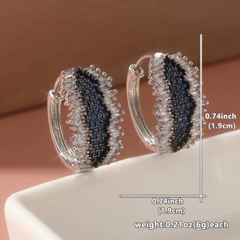 

Fashion Copper Color Metal Inlaid with Deep Blue Zircon Earrings Delicate Engagement Wedding Hoop Earrings for Women Zircon медный