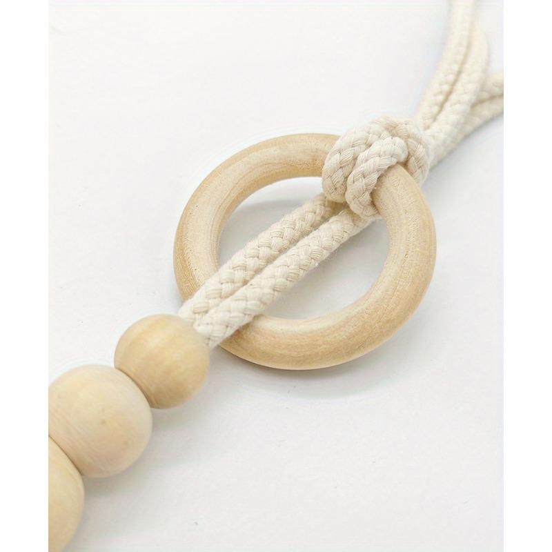 2pcs Bohemian Handmade Tassel Curtain Tiebacks with Wooden Beads - Polyester, Modern Boho Style Window Drape Holdbacks for Home Decor