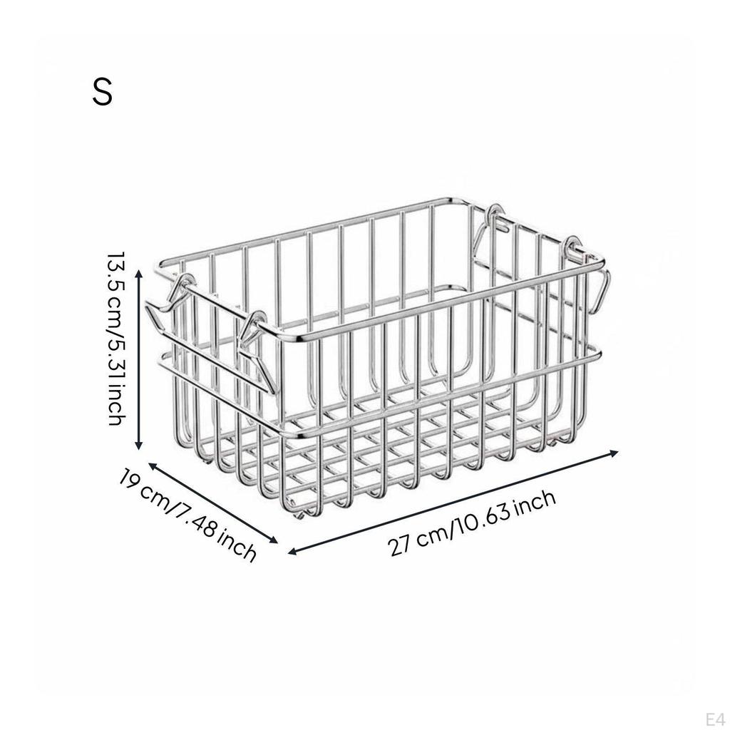 Stainless Steel Storage Basket SpaceSaving Stackable Wire Versatile for Kitchen, Pantry,