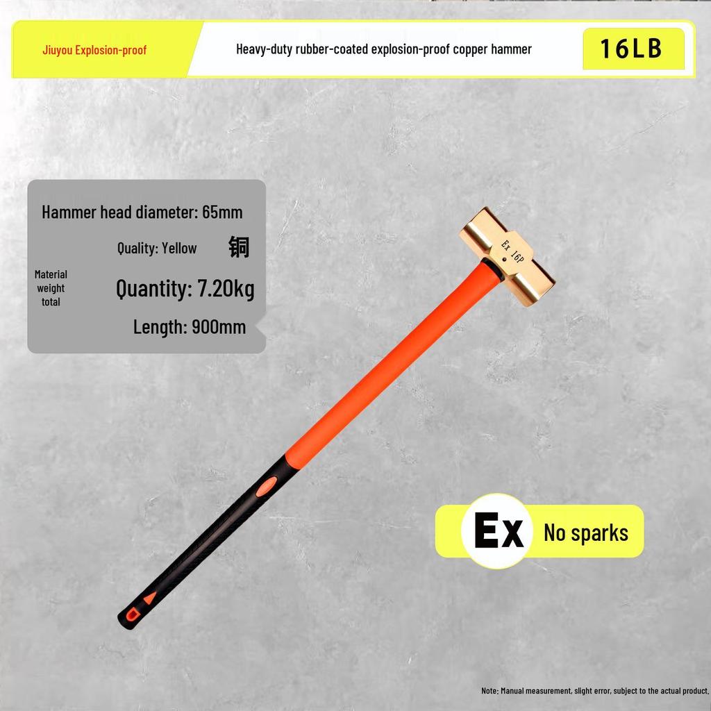 Explosion-Proof Non-Sparking Brass Sledgehammer - Octagonal Copper Alloy, 2lb, 4lb, 8lb Options