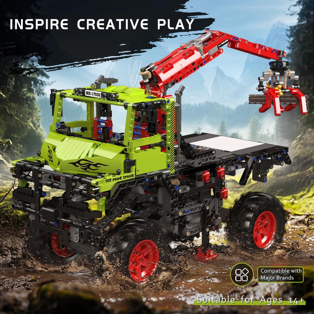 Mould King 17038 Ferngesteuertes Geländefahrzeug Bausteinmodell, APP-Technologie Geländefahrzeug-Bausatz für Kinder und Erwachsene, Autoenthusiasten und