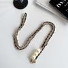 Light Luxury Pearl Leather Rope Electroplated Metal Mobile Phone Lanyard Messenger Chain Neck Decoration Diy Accessories Advanced Sense
