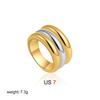 Retro Stainless Steel Flower Woven Geometric Ring with Wide Edges Double Layered Texture Simple and High-End Feeling Layered