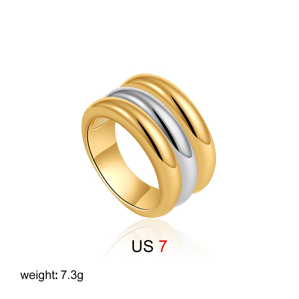 Retro Stainless Steel Flower Woven Geometric Ring with Wide Edges Double Layered Texture Simple and High-End Feeling Layered