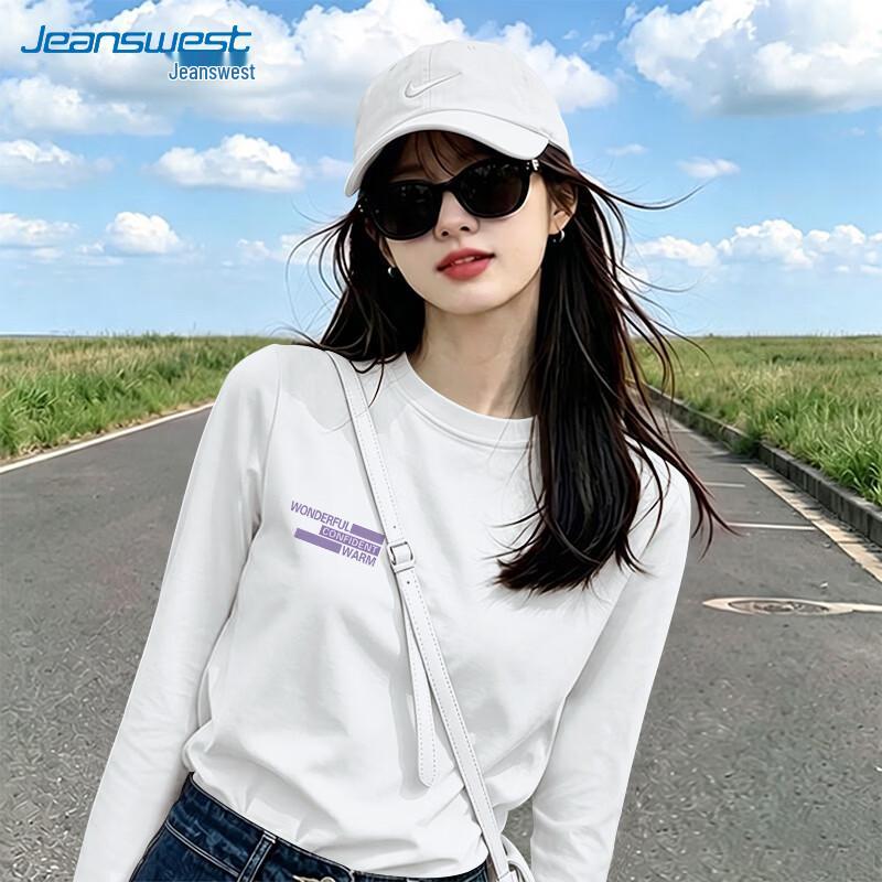 Jeanswest Women's Pure Cotton Loose Fit Long Sleeve T-Shirt