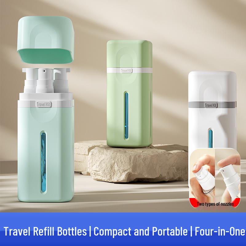 Travel Toiletry Set: Refillable 2-in-1 Pump & Spray Bottles for Lotion & Shampoo