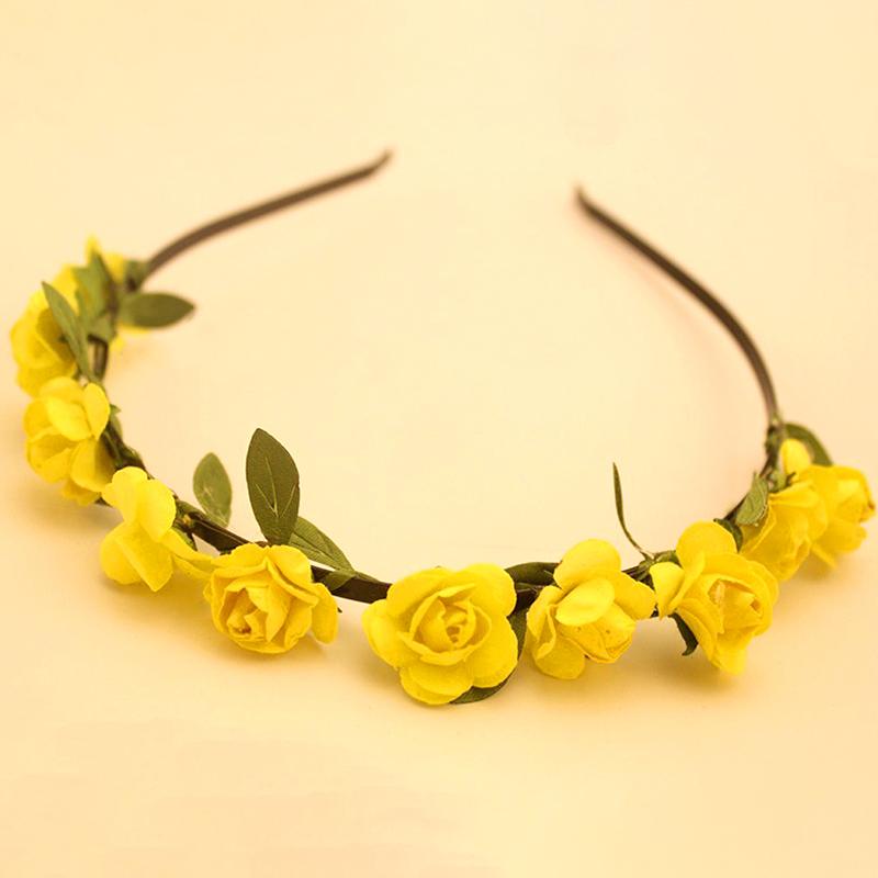 Hot sale ladies rose flower hair bands colorful wedding headwear
