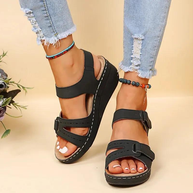 Summer Wedge Sandals for Women 2025 New Fashion Non Slip Beach Shoes Woman Lightweight Casual Platform Sandalias