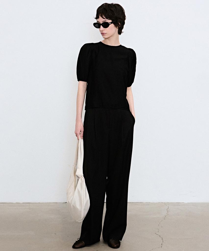Nigaennikol Minimal Long Pintuck Slacks_Black