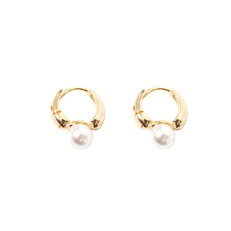 Sterling Silver Retro Pearl Stud Earrings - Trendy French Style Women's Cuffs