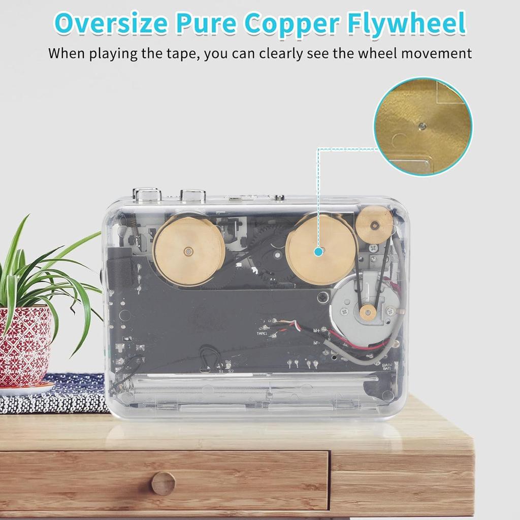 Elprico Portable Cassette USB C Tape to MP3 Auto Rewind Noise Cancelling Stereo Sound for Laptop Player, Converter, & Headphones, PC,