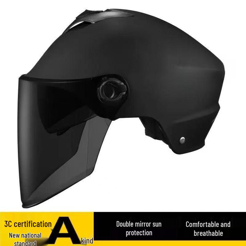 Durable Dual-Lens Motorcycle Half Helmet for Men & Women – Breathable, Sun-Protected, All-Season Safety