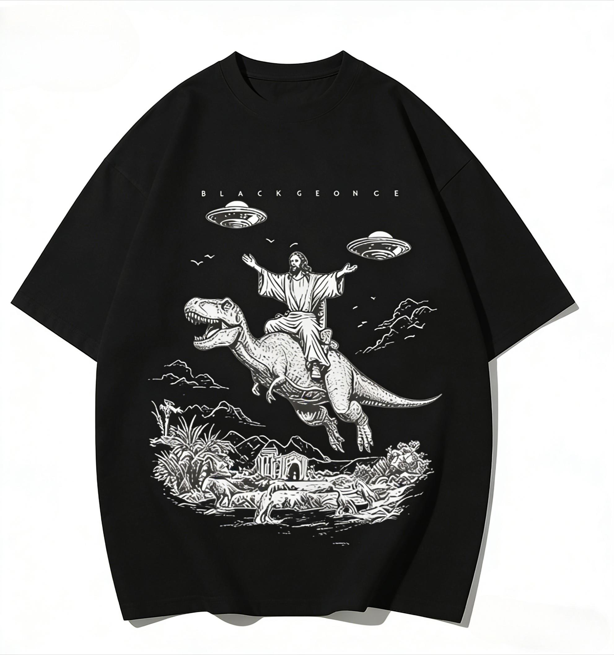 

Comic Dinosaur Printed Fashionable T-shirt - Suitable for Women - Retro Style - Student Fashion Design Style - Casual Top - M... S разноцветный
