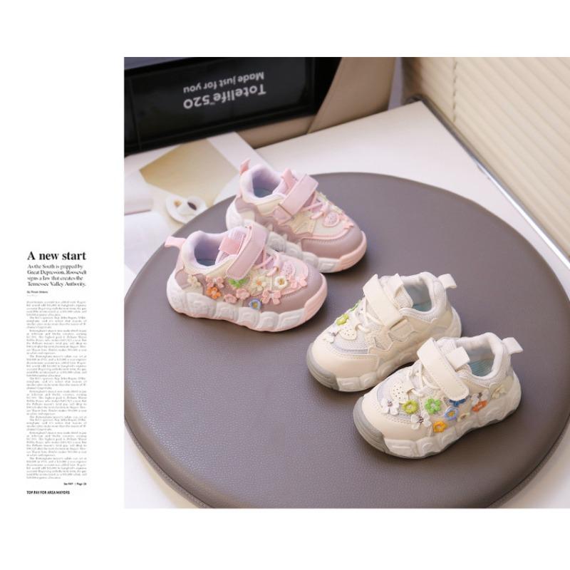Girls sports shoes new spring and summer children's shoes girls fashion mesh breathable casual shoes embroidery flowers