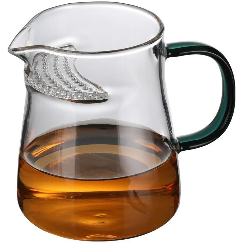 400ml Glass Crescent Fair Cup with Tea Strainer Chinese Style Chahai Tea Maker Teacup Accessories
