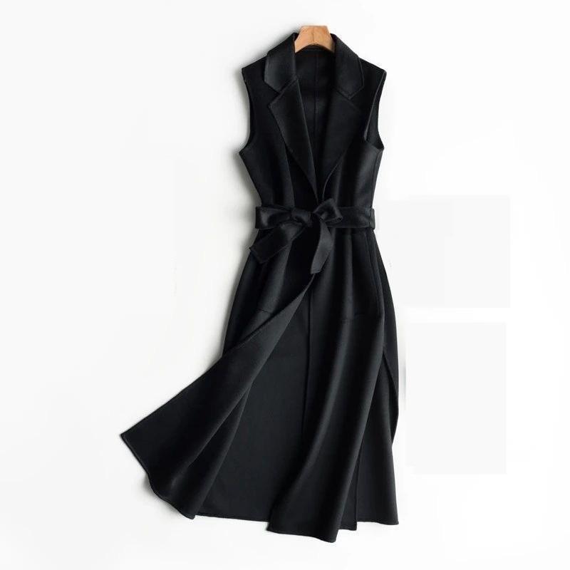 

2026 Women s Woolen Vest: Autumn/Winter Fashion with Suit Collar and Long Waistcoat. 3XL