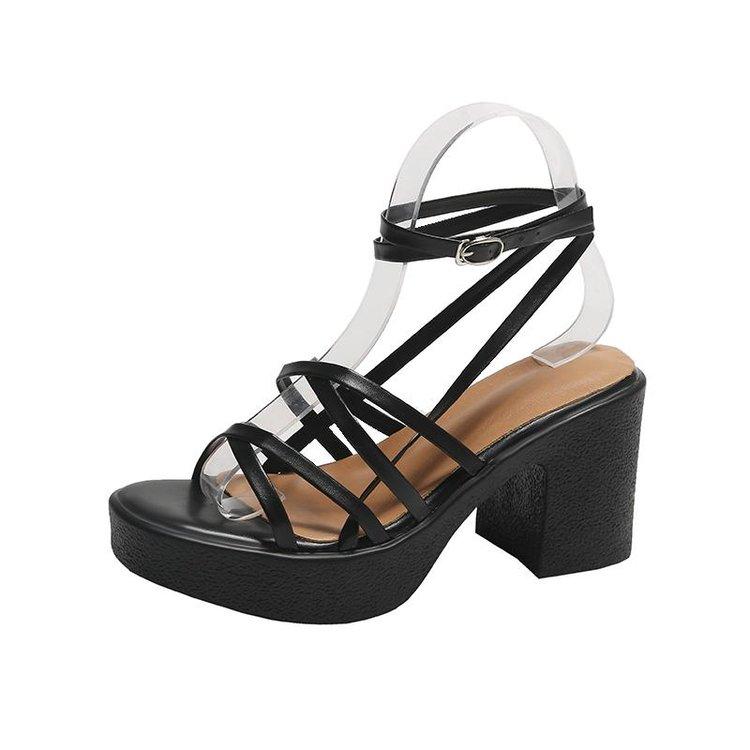 Summer Thin Strap Buckle Leisure Solid Color Ultra-light  Heels Comfortable  Versatile Sandals Slim and Tall