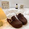 Autumn and winter new retro style Birkenstock bag head slippers thick bottom heightening velvet lazy bag head half slippers