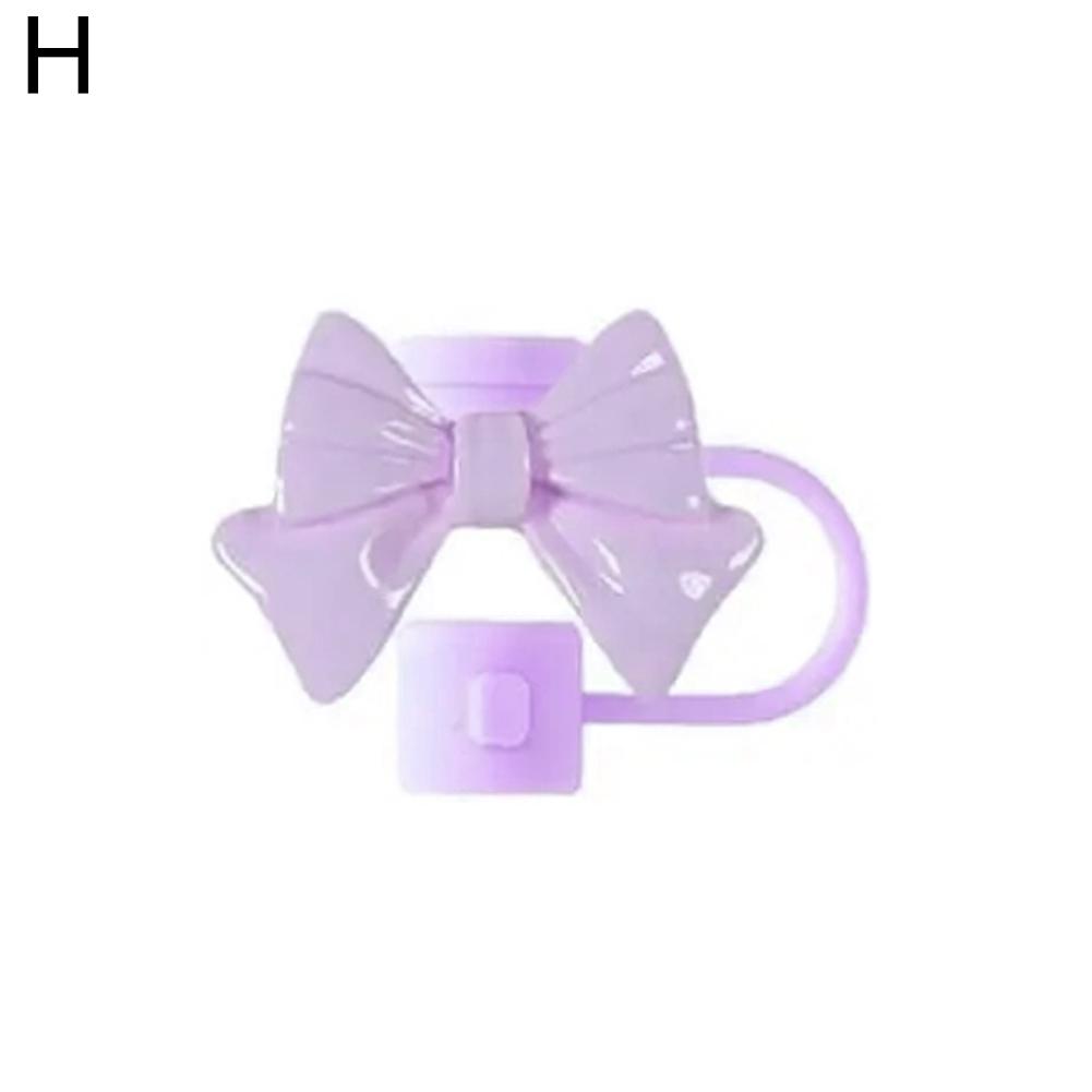 Cute Cartoon Bow Straw Tips Cover Reusable Dustproof Silicone Straw Cover Kitchen Cup Accessories Home Supplies