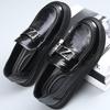 Men's leather shoes spring and autumn new one-pedal lazy beanie shoes soft sole breathable business casual shoes platform loafers