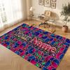 Abstract Geometric Theme Crystal Velvet Floor Rug Personalized Custom Name Text Warm Carpet Home Decoration