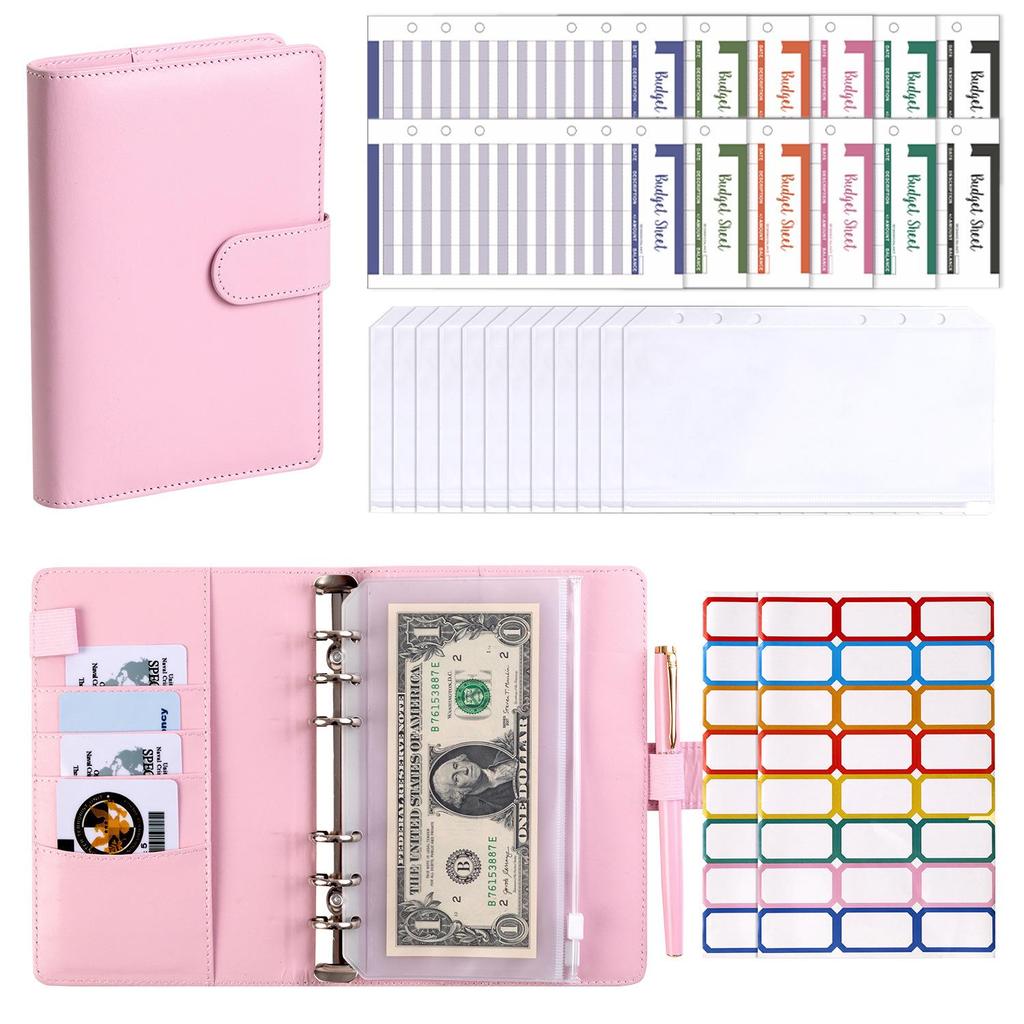 Macaron A6 PU Leather Binder & Cash Budget Notebook