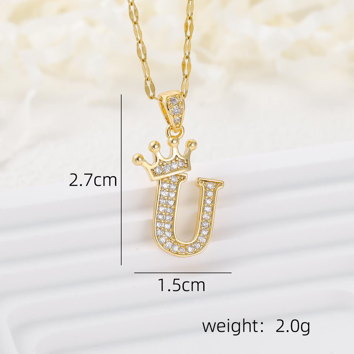 

Медная циркониевая подвеска-инициал в виде короны с ключичной цепочкой Single Pendant