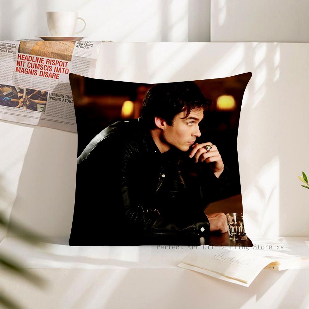 Schauspieler Damon Salvatore Kissenbezug Quadratisches Kissenbezug Schlafzimmer Sofa Zimmer Dekoration Lässiger Kissenbezug