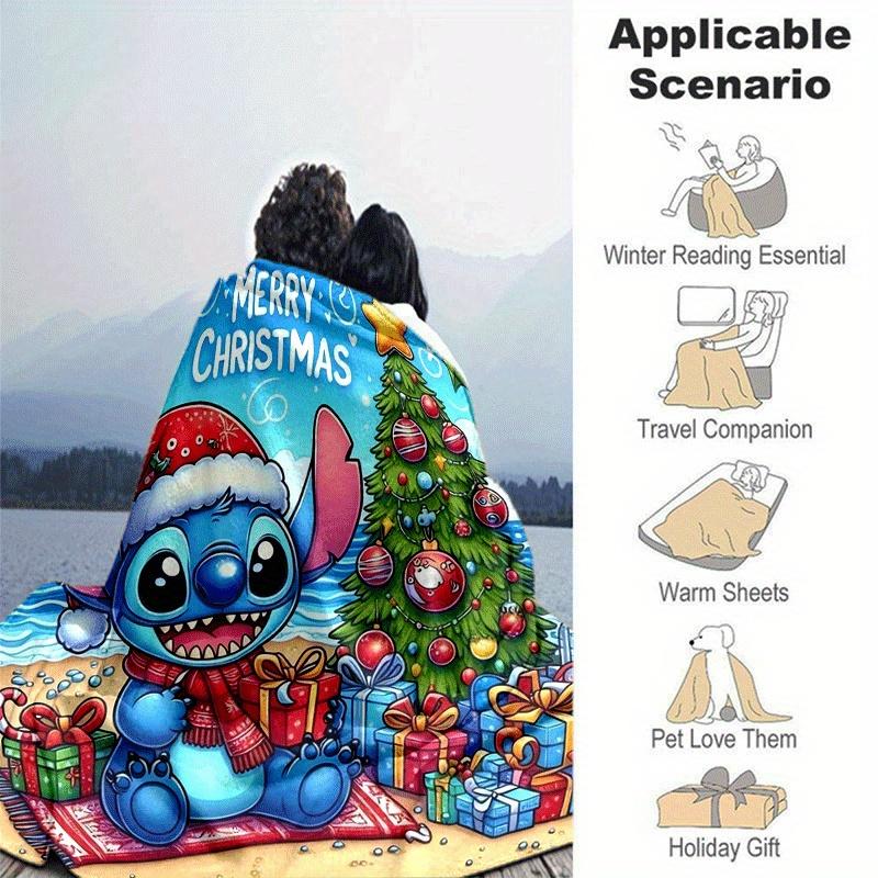 1pc Stitch Printing Blanket - Soft, All-Season Throw for Office Blanket,Personalized Gift with Adorable Cartoon Design