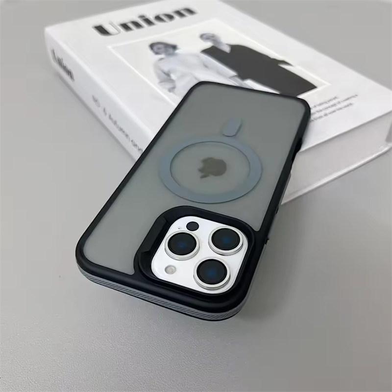 

Роскошный Магнитный Цветной Матовый Полупрозрачный Бронированный Противоударный Чехол Для iPhone17 Air 11 12 13 14 Plus 15 16 ProMax Magsafe Беспроводная Зарядка Чехол iPhone 16 серый