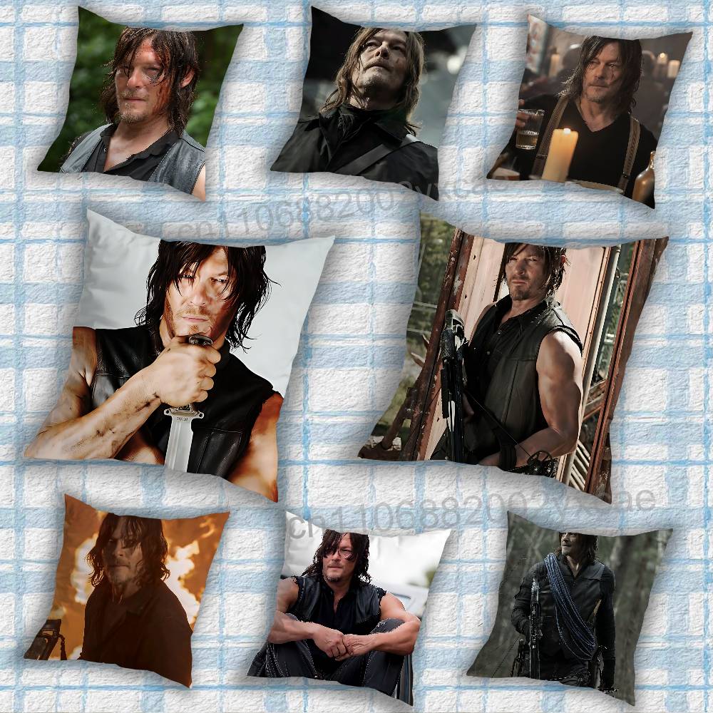 COOL Daryl T-The Walking Dead Pillow Case Square Double-Sided Printing Short Plush Sofa Cushion Cover Bedroom Bedside Pillow