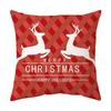 Federa Cuscino a Tema Natalizio Fondo Rosso Lino Corto Peluche Stampato Federa Cuscino Regalo Festivo