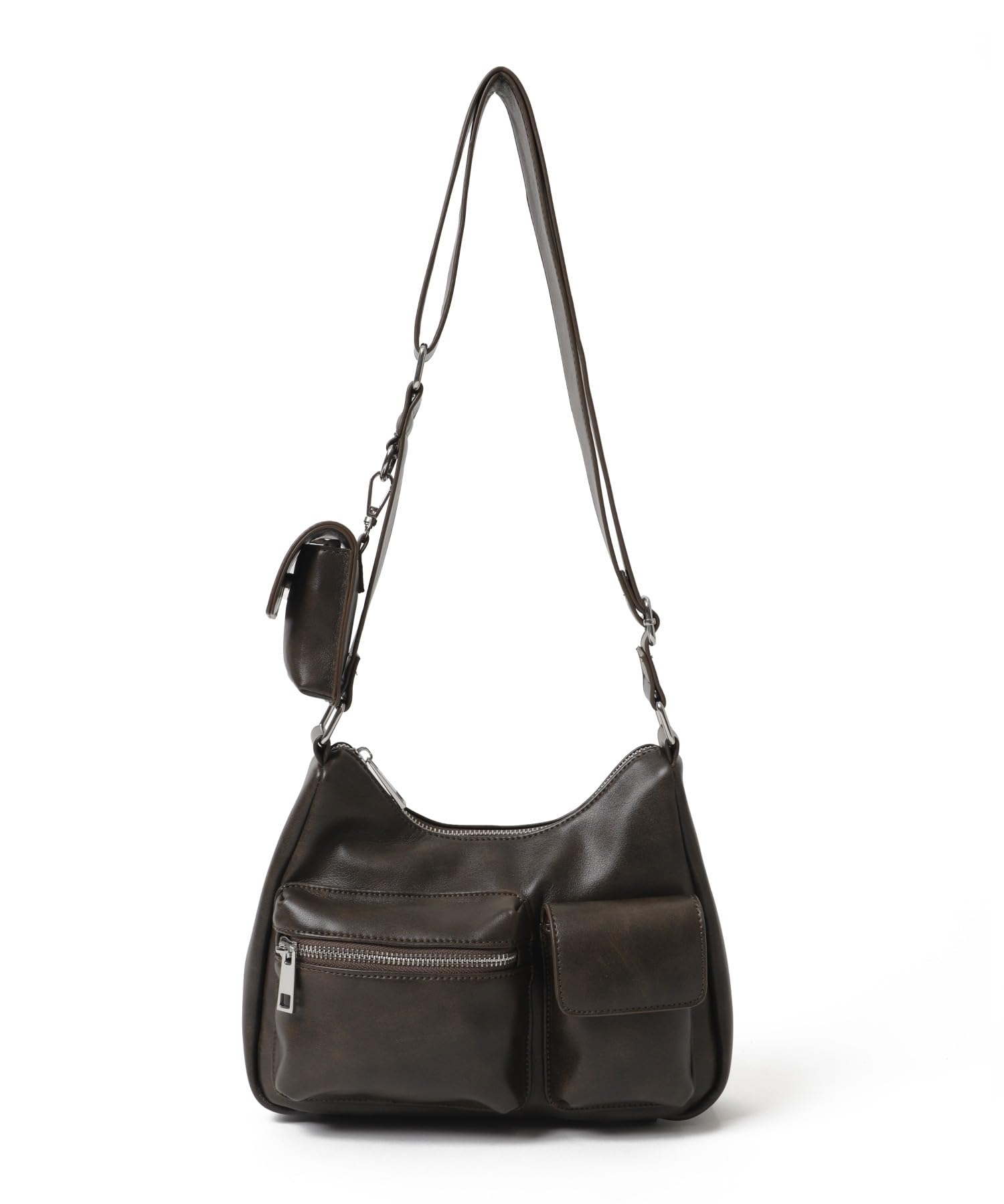 

Shoulder Bag with Pouch Random Pocket Design Shoulder Bag Casual Girly Gift Present Spring Summer Autumn Winter F Brown [WEGO] Women s