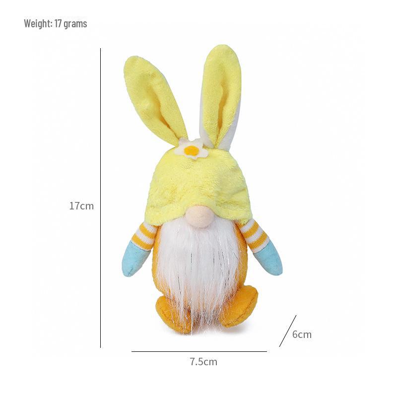 Кулон Пасхальный Кролик 2022 Тканевая Кукла Гном Домашнее Украшение жёлтый