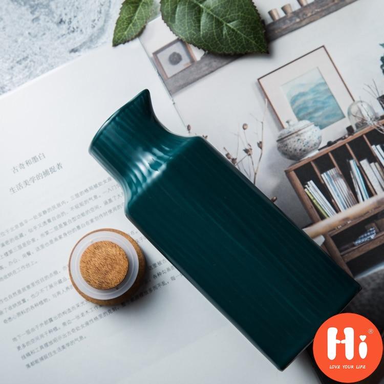 Hi Japanese Ceramic Salt Jar with Bamboo Lid Soy Simple Sauce Bottle Creative Leak-Proof Oil Vinegar Bottle Kitchen Tableware