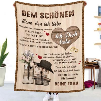 German Letters Flannel Blanket To My Daughter Son Christmas Gift Warm Throw Blanket for Bed Sofa Couch Birthday Gifts Home Queen