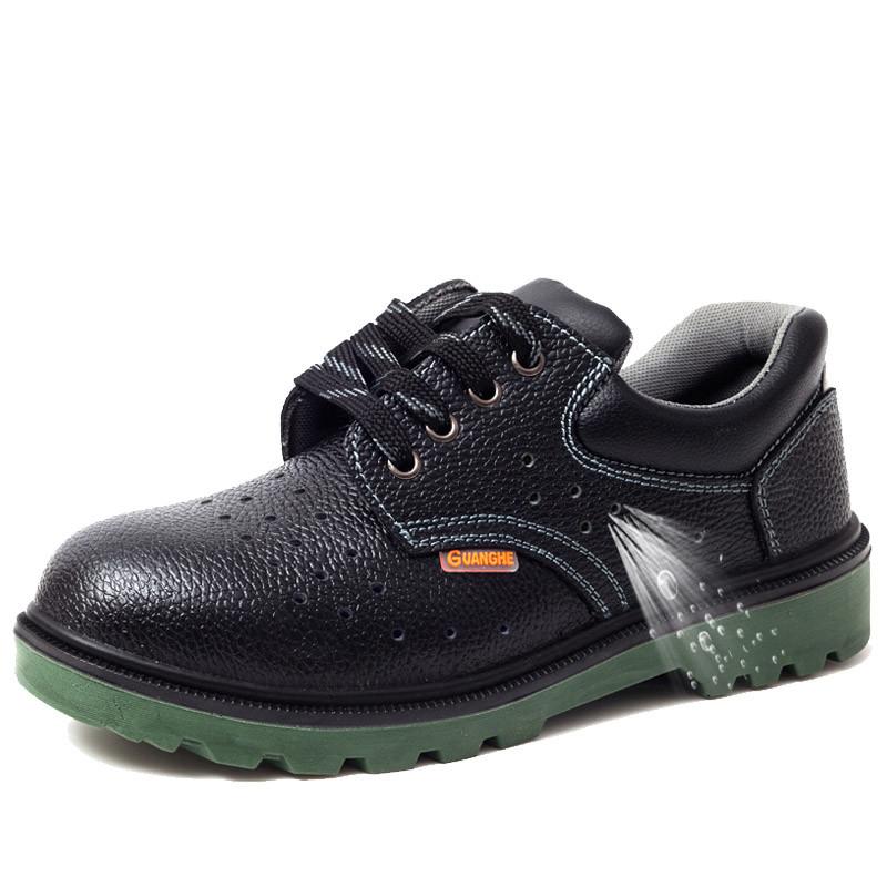 Zapatos de seguridad para hombre, botas de trabajo de cuero genuino, zapatillas de seguridad para el trabajo indestructibles y transpirables de verano para mujer