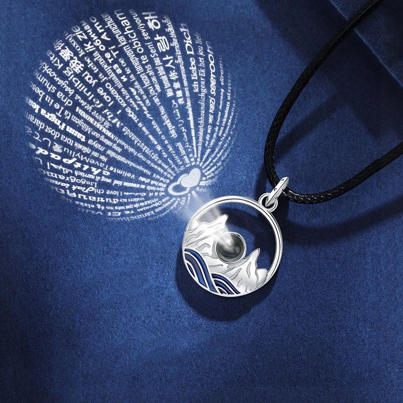 Ein Paar Projektionshalskette für Männer und Frauen, Einfache Trendige Anhänger Schlüsselbeinkette