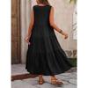Women Elegant V-neck Loose Long Dresses Casual Vacation Beach Holiday Summer Femme Yellow Black RUFFLES
