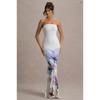 Women's Strapless Sleeveless Mermaid Maxi Dress Slim Elastic Waist Tropical Floral Milk Silk Micro Elastic Backless Party Evening Long Dress