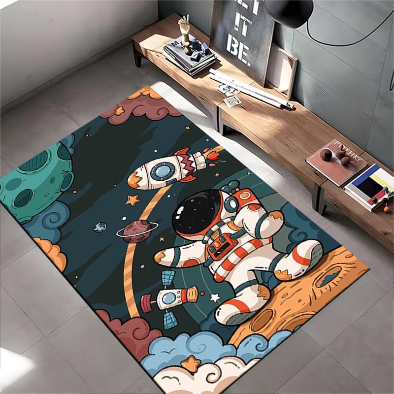 Astronaut and Rocket Pattern Creative Carpet Suitable for use as an anti-slip game mat for living room and bedroom sofas