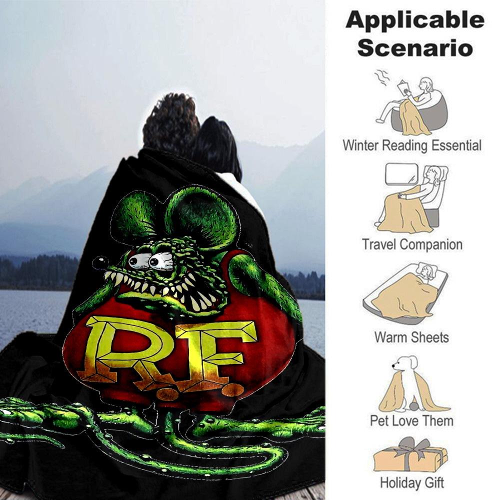 1pc Rat Fink Throw Blanket Soft Flannel, Cozy All Season Polyester Perfect for Home, Office