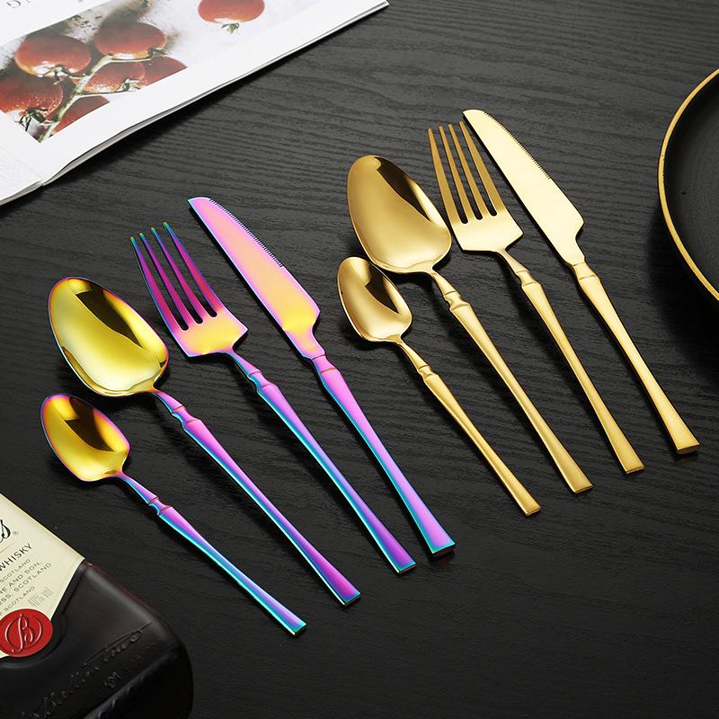 24pcs Stainless Steel Dinnerware Set Tableware Knife Fork Coffee Spoon Flatware Dishwasher Safe Kitchen Dinner Cutlery Gift