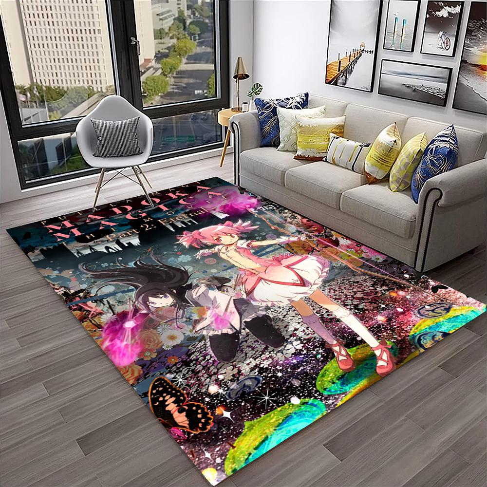 3D Cartoon Puella Magi Madoka Magica Carpet Rug for Home Living Room Bedroom Sofa Doormat Decor,kids Area Rug Non-slip Floor Mat