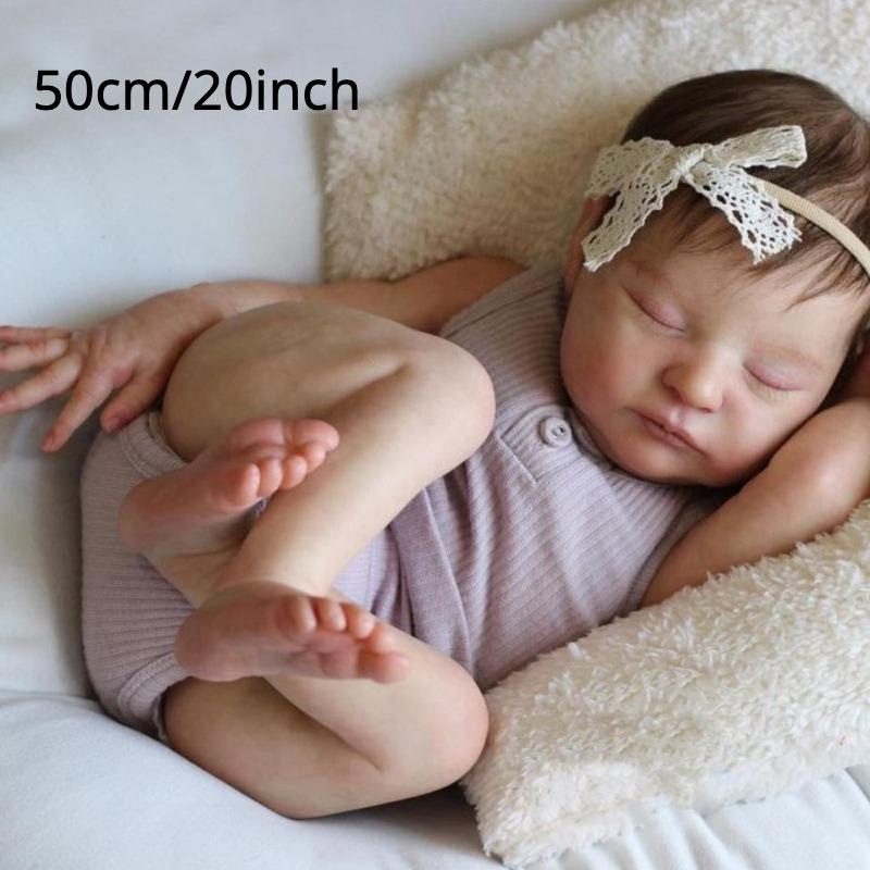 BZDOLL 50cm 20inch Asleep Laura Baby Reborn Baby Soft Vinyl Newborn Bebe Doll with 3D Skin with Visible Veins Toy for Girl Gift