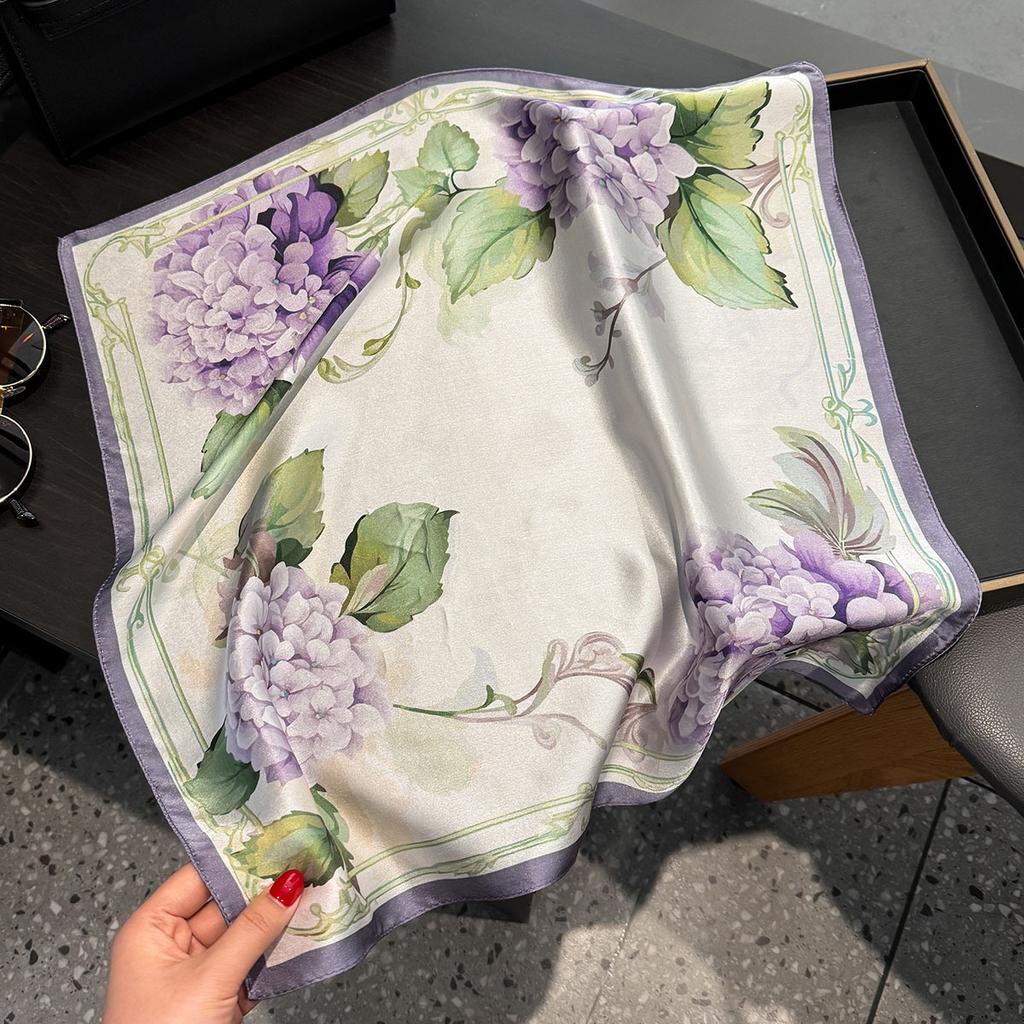 Mulberry Silk Scarf Small Square Scarf Spring and Summer Oil Painting Style Silk Scarf Scarf Shawl High-end Sense Neck Tying Trend
