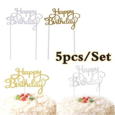 5PCS/Set Happy Birthday Cake Topper Paper Cake Decoration Party Supplies ARI