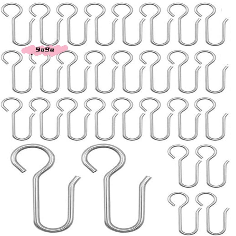 S-30Pcs Handy Curtain Accessories Metal Curtain Track Install Hooks S Shaped Metal Ceiling Shower Curtain Decoration Hooks