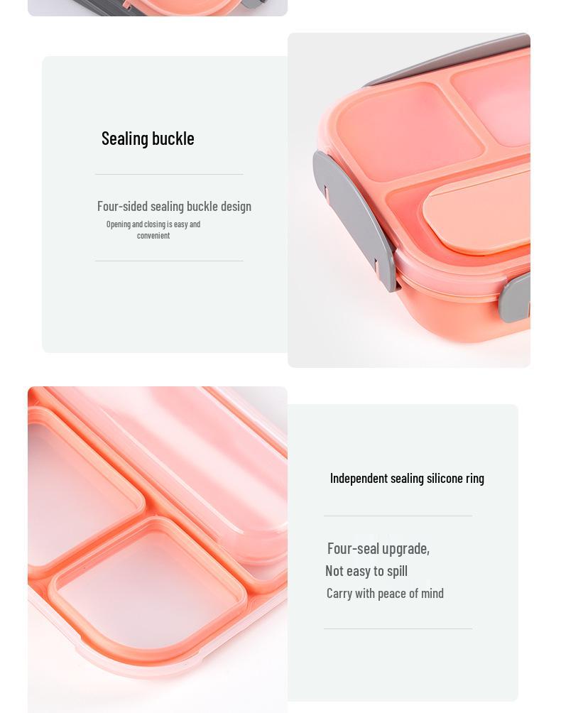 Set da 16 pezzi di portapranzo bento in plastica per studenti con scomparti adatti al microonde e stuzzicadenti per frutta
